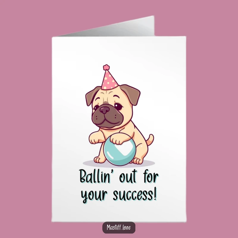 Free Printable Congrats Card: Playful Kawaii Mastiff - Cheerful DIY Downloadable Gift