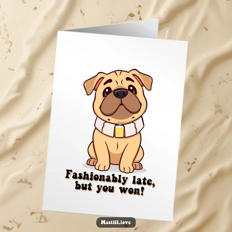 Funny Free Printable Congrats Card: This mastiff looks adorably clumsy sporting a comically oversized collar.