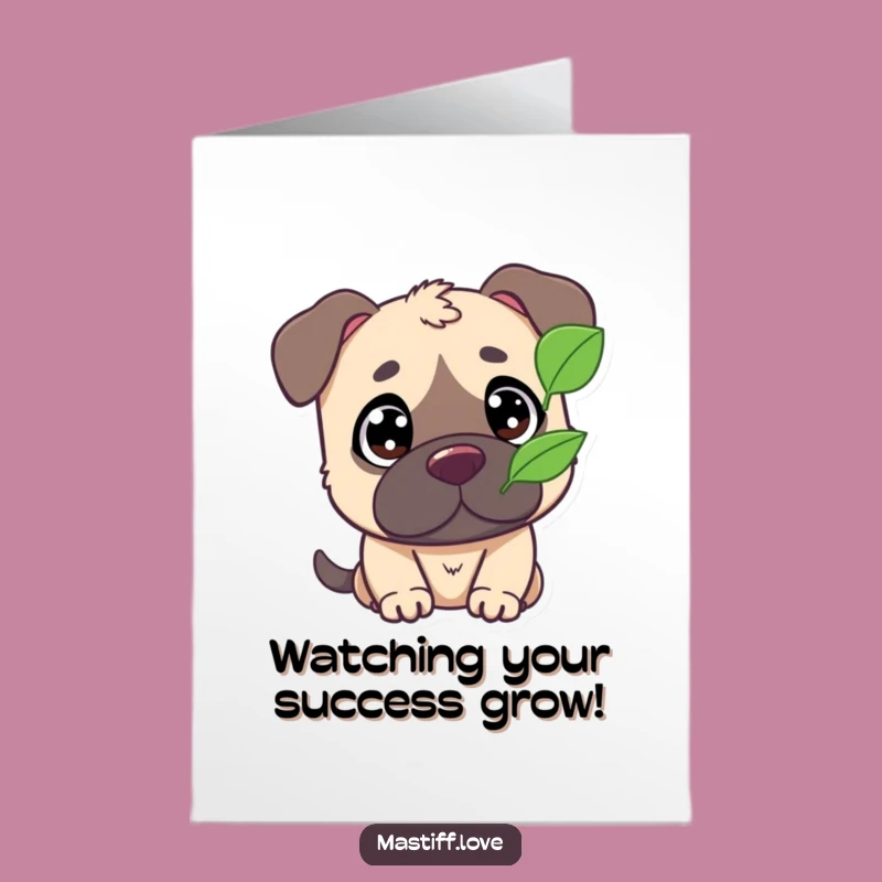 Free Printable Congrats Card: Engaged Mastiff & Leaf - Funny Downloadable Gift for Celebrating Moments