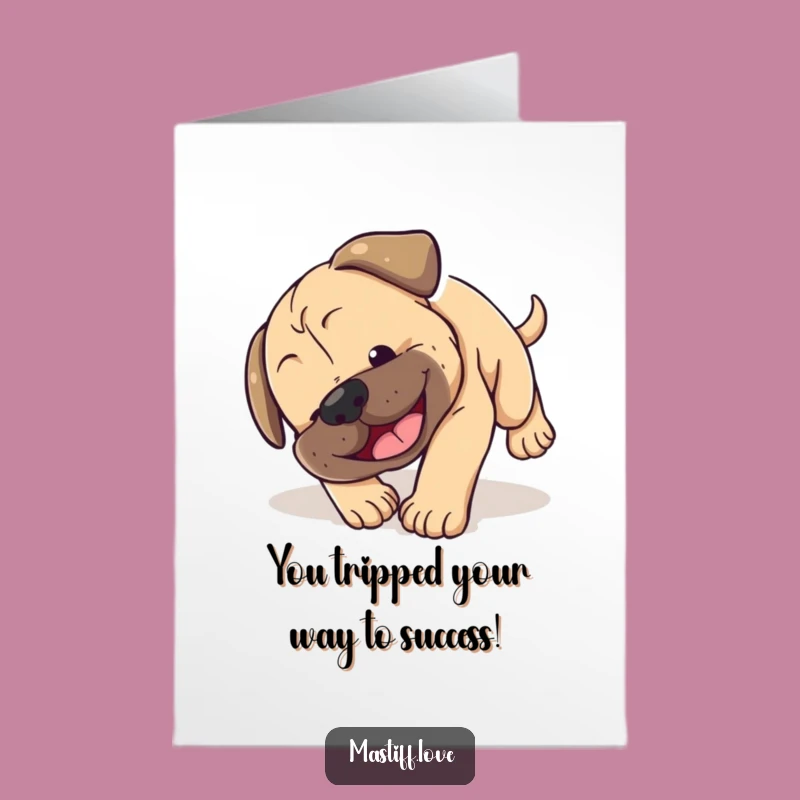 Free Printable Congrats Card: Tumbling Puppy, Humorous Funny Downloadable Gift