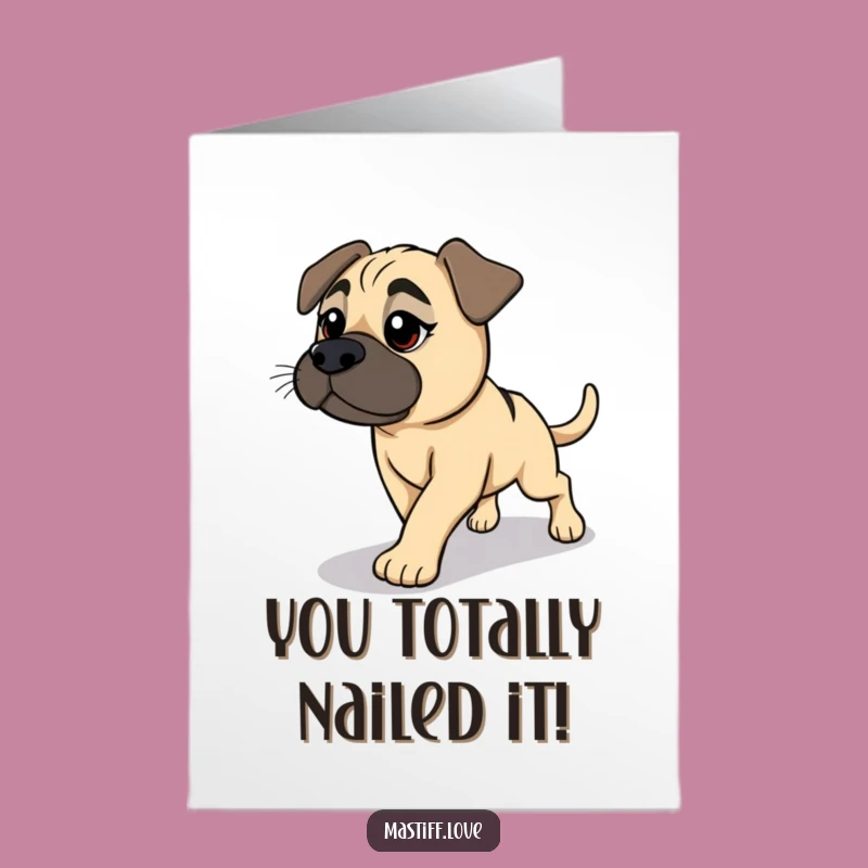 Free Printable Congrats Card: Hilarious Mastiff Shadow Chaser - Downloadable Dog Art
