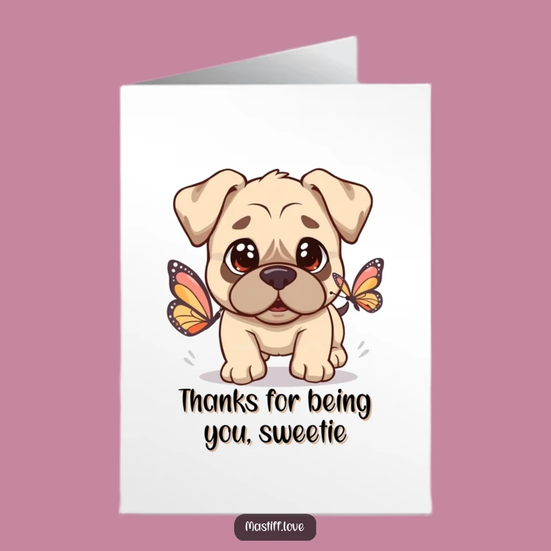 Free Printable Kawaii Mastiff Thank You Card - Adorable Pup Downloadable Gratitude
