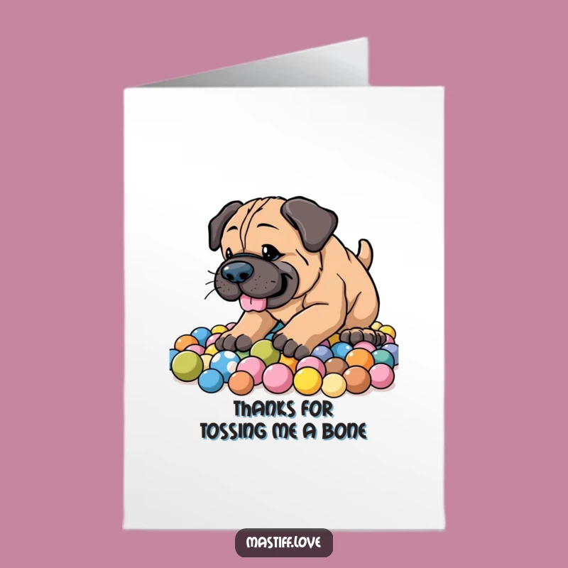 Free Printable Thank You Card: Energetic Mastiff Digging Funny Dog Downloadable Gift