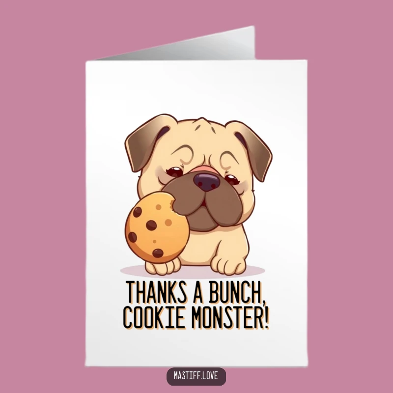Free Printable Thank You Card: Funny Kawaii Mastiff - Cookie Balance DIY Downloadable Gift