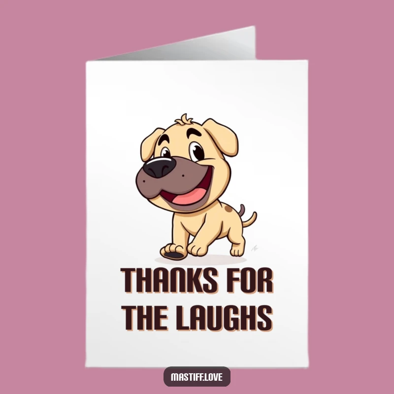 Free Printable Thank You Card: Goofy Mastiff, Tail Chase Downloadable Greeting!