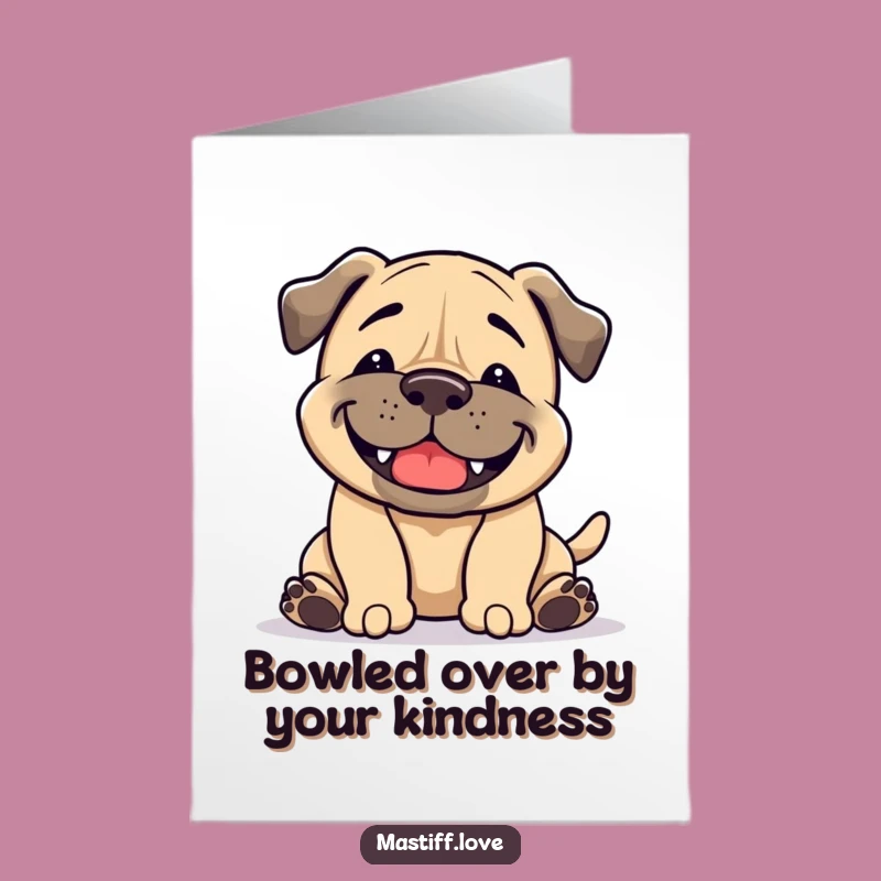 Free Printable Thank You Card: Grinning Mastiff Bow - Funny Dog Art