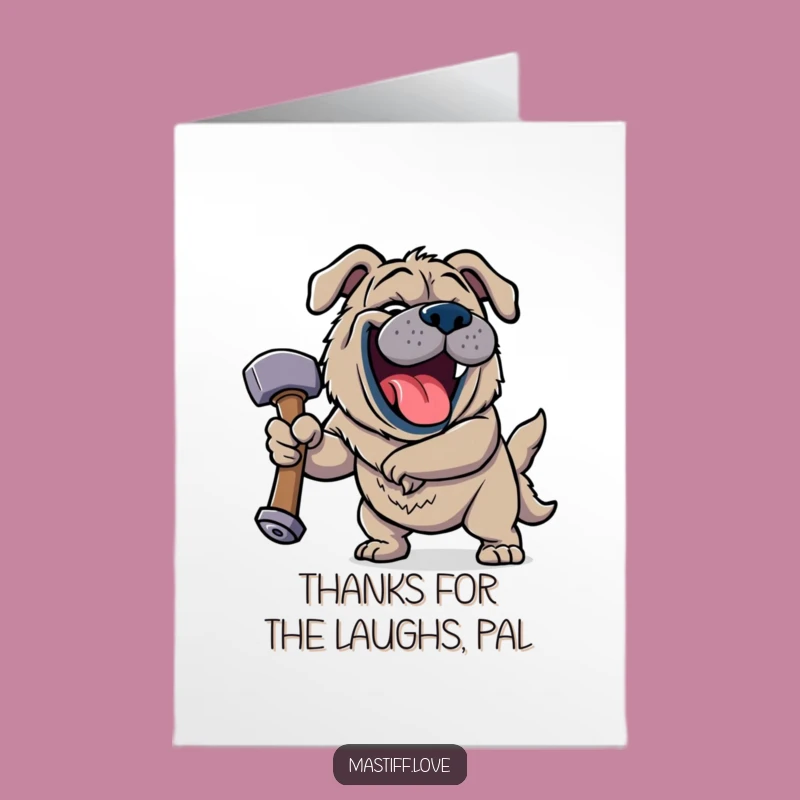 Free Printable Thank You Card: Jovial Mastiff Laughing Funny Dog Downloadable Gift