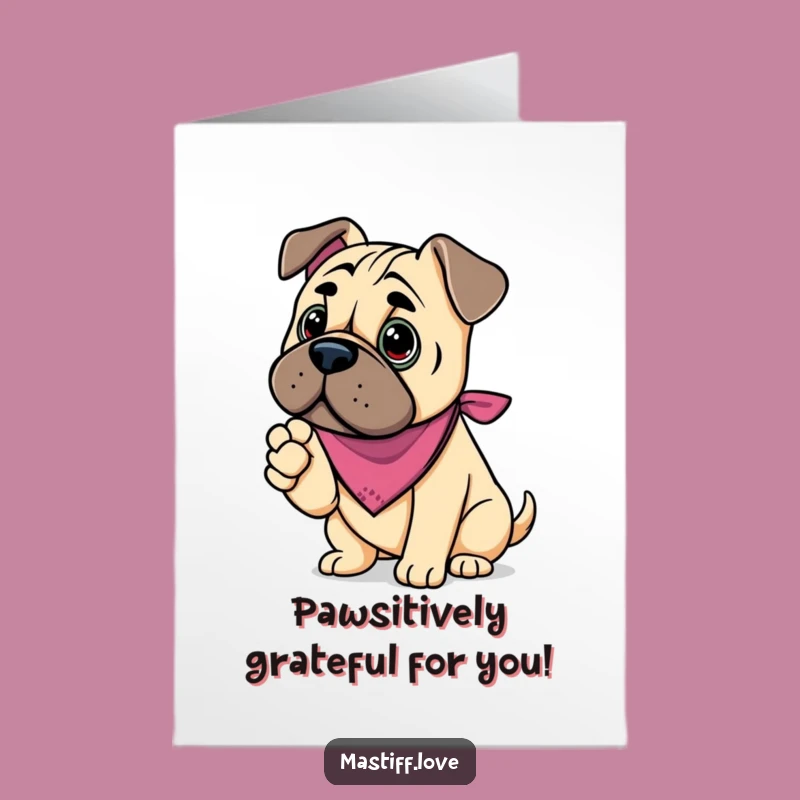 Free Printable Thank You Card: Adorable Kawaii Mastiff - Paw Offer DIY Downloadable Gift