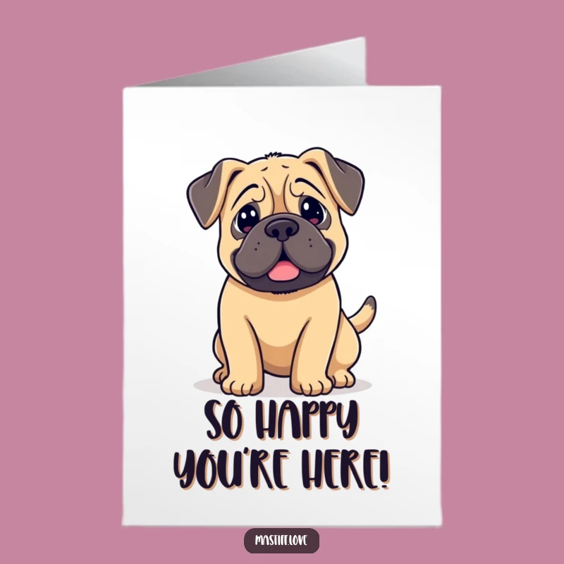 Free Printable Thank You Card: Adorable Kawaii Mastiff - Tail Wagging DIY Downloadable Gift