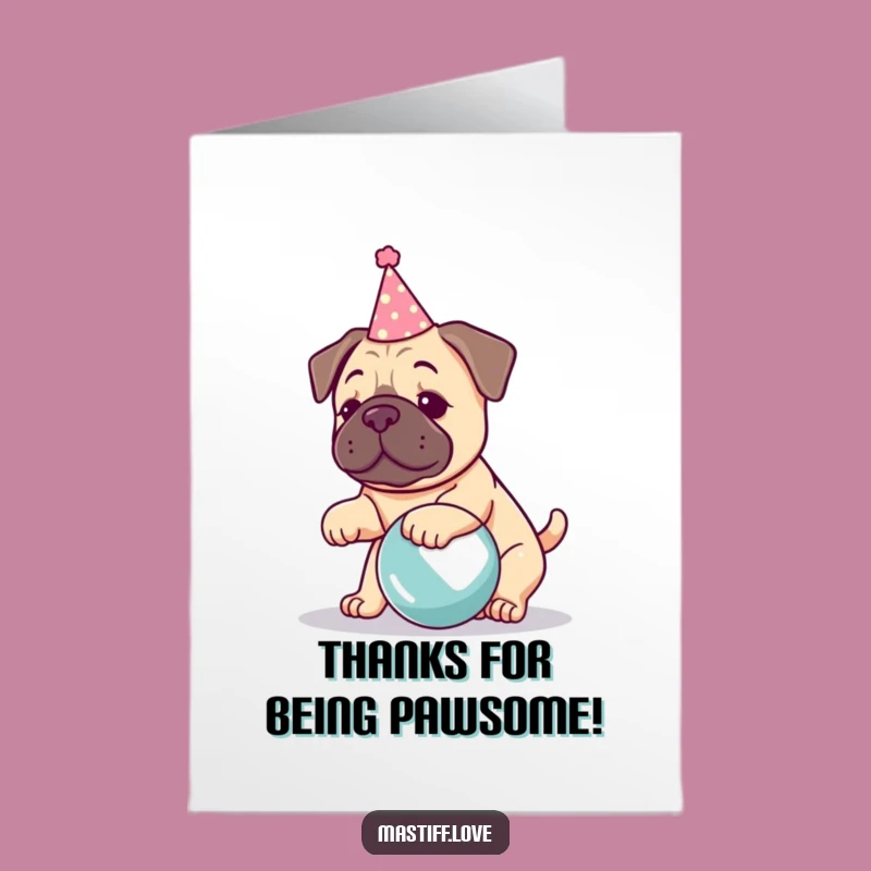 Free Printable Thank You Card: Adorable Kawaii Mastiff - Playful DIY Downloadable Gift