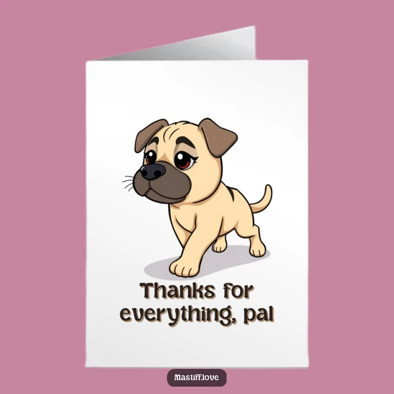 Free Printable Thank You Card: Goofy Mastiff Shadow Chaser - Downloadable Dog Humor