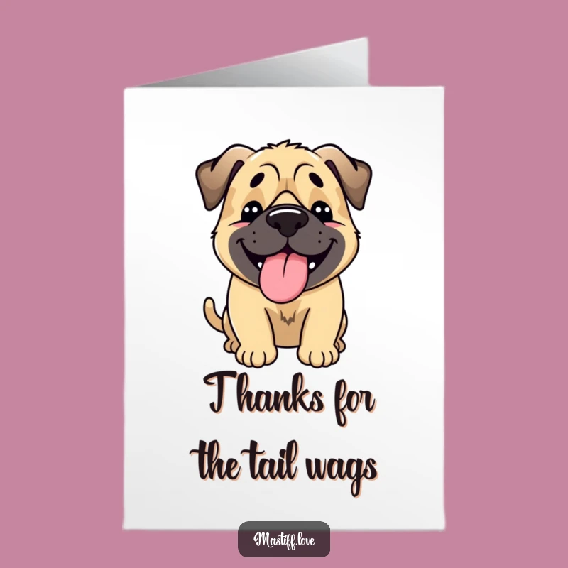 Free Printable Happy Mastiff Thank You Card: Wagging Dog, Grateful Downloadable Gift