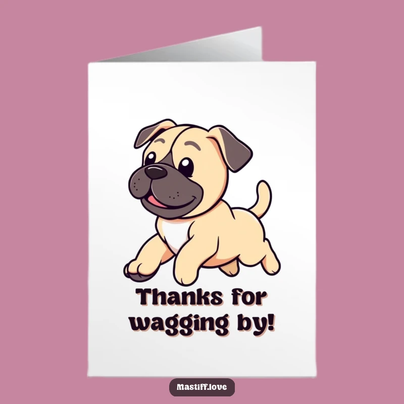 Free Printable Thank You Card: Happy Mastiff Puppy Leaping, Downloadable Gratitude Gift