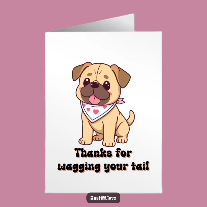 Free Printable Kawaii Mastiff Thank You Card: Funny Dog Bandana Downloadable Appreciation!