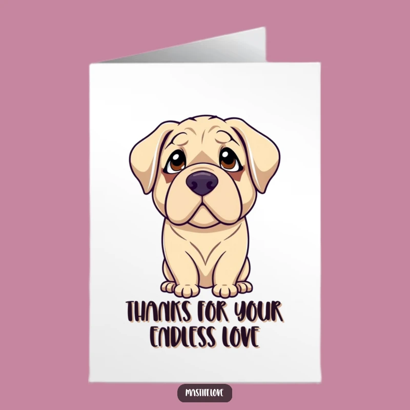 Free Printable Thank You Card: Adoring Mastiff's Sweet Thanks Funny Downloadable Gift