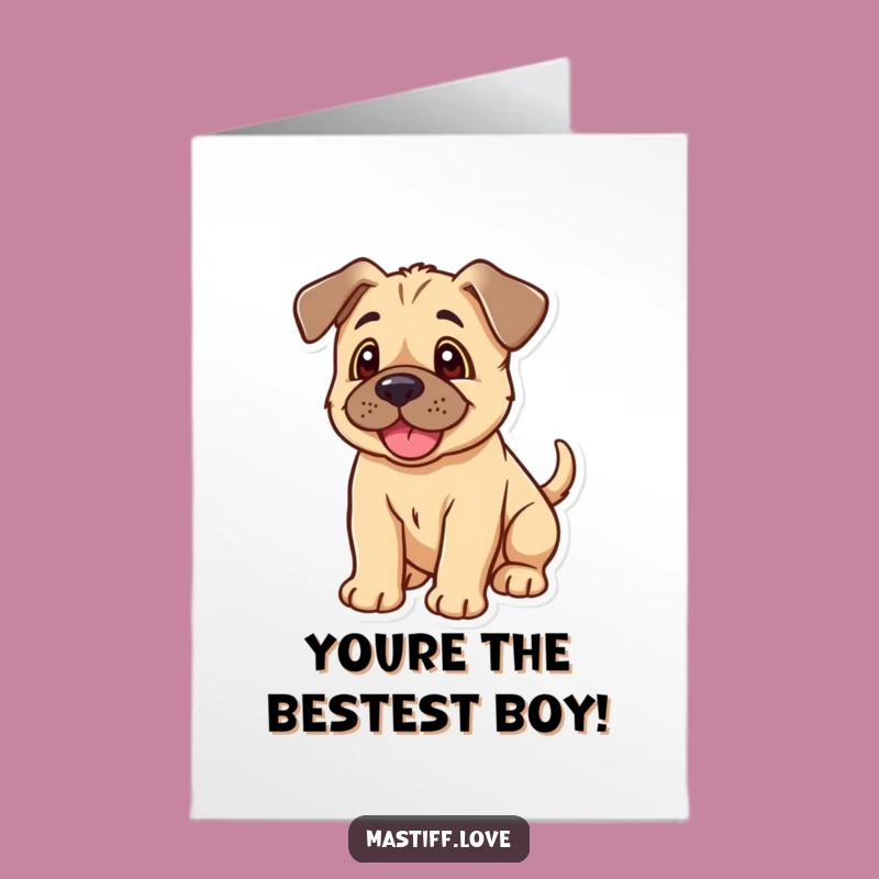 Free Printable Thank You Card: Happy Mastiff Puppy Wagging Tail - Grateful Dog Art Downloadable