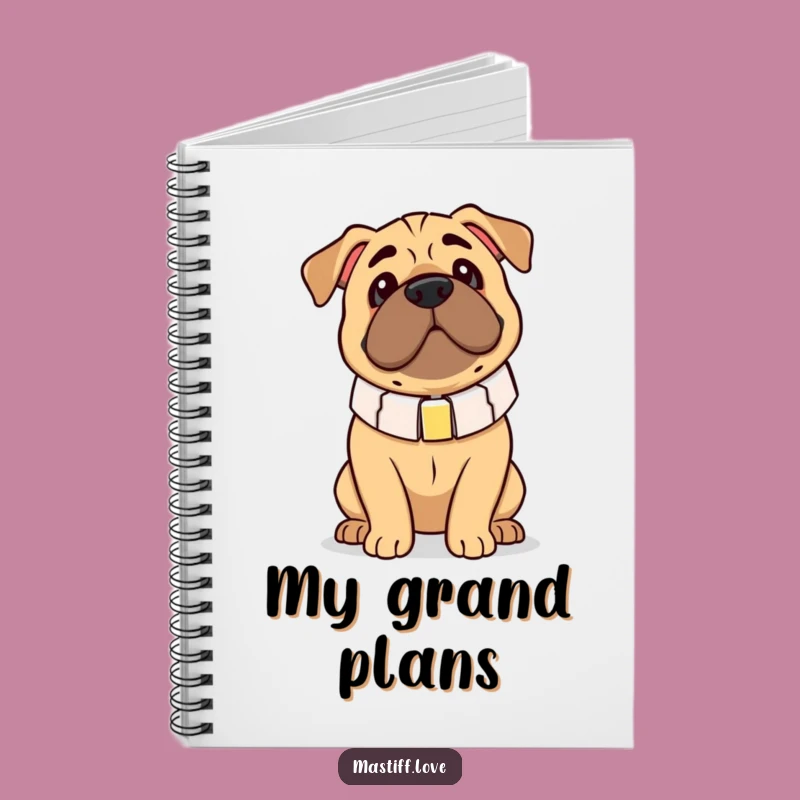 Funny Clumsy Mastiff Oversized Collar Notebook - Journal Your Goofy Thoughts