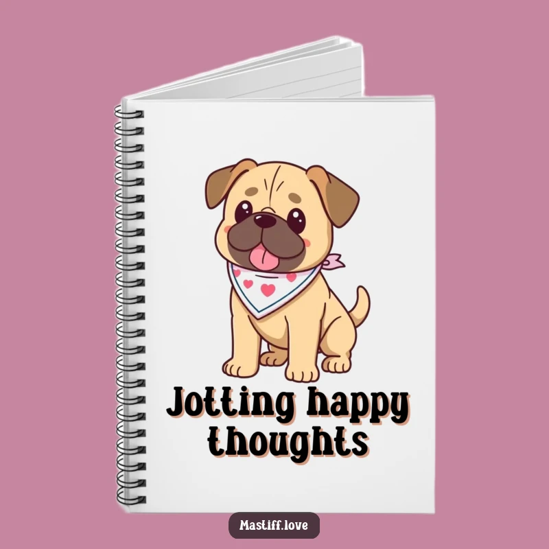 Funny Kawaii Mastiff Notebook: Bandana Pup, Wagging Thoughts, Adorable Funny Gift