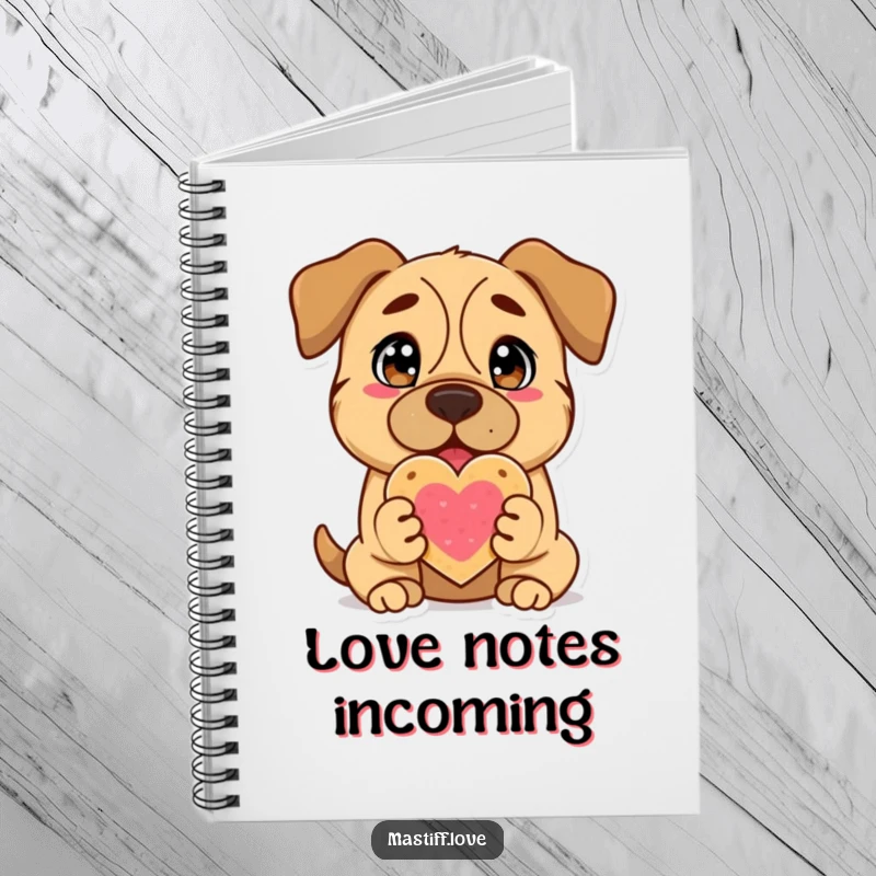 Funny Mastiff Notebook: A lovable Mastiff presenting a heart cookie, inspiring sweet notes and creative ideas.