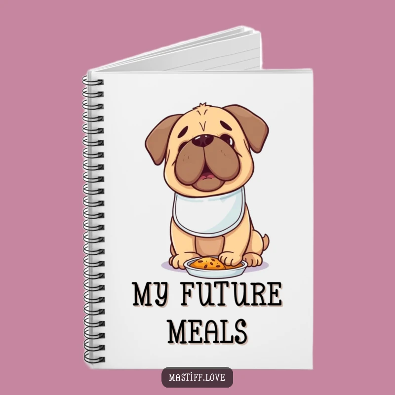 Hungry Kawaii Mastiff Notebook: Tiny Bib Dog Eager for Food, Jot Down Foodie Ideas