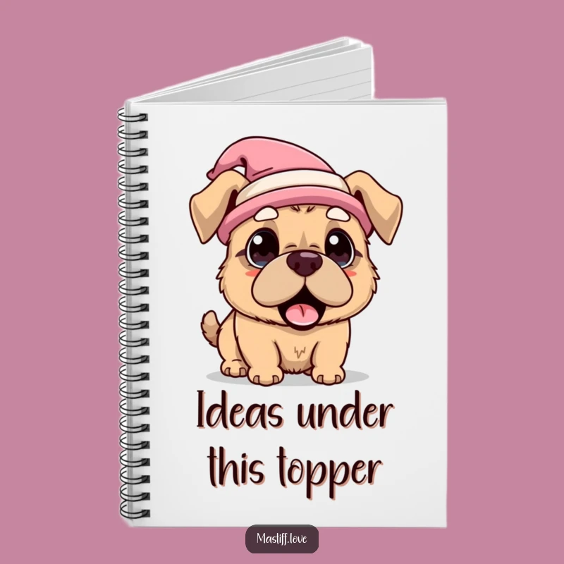 Funny Kawaii Mastiff Hat Surprise Notebook, Journal Whimsy Gift