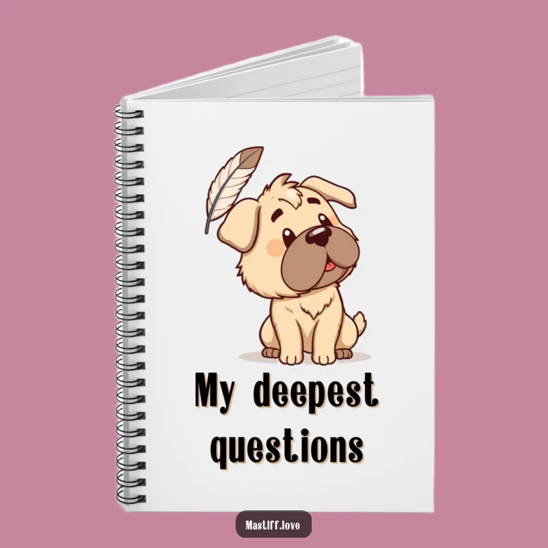 Funny Mastiff Feather Notebook: Write with Curiosity, Featuring a Pensive Pup - Perfect Funny Gift!