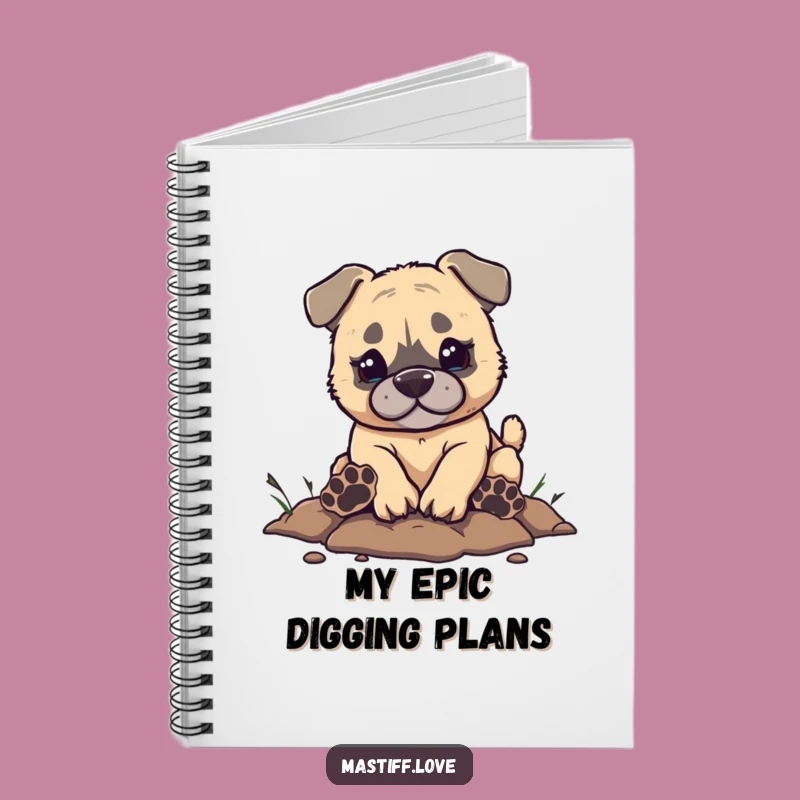 Funny Mastiff Digging Notebook - Paw Prints Journal for Dog-Inspired Ideas