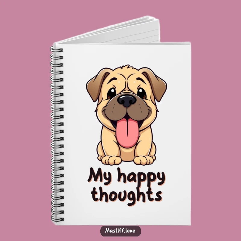 Funny Kawaii Mastiff Puppy Panting Notebook - Jot Down Cute Ideas