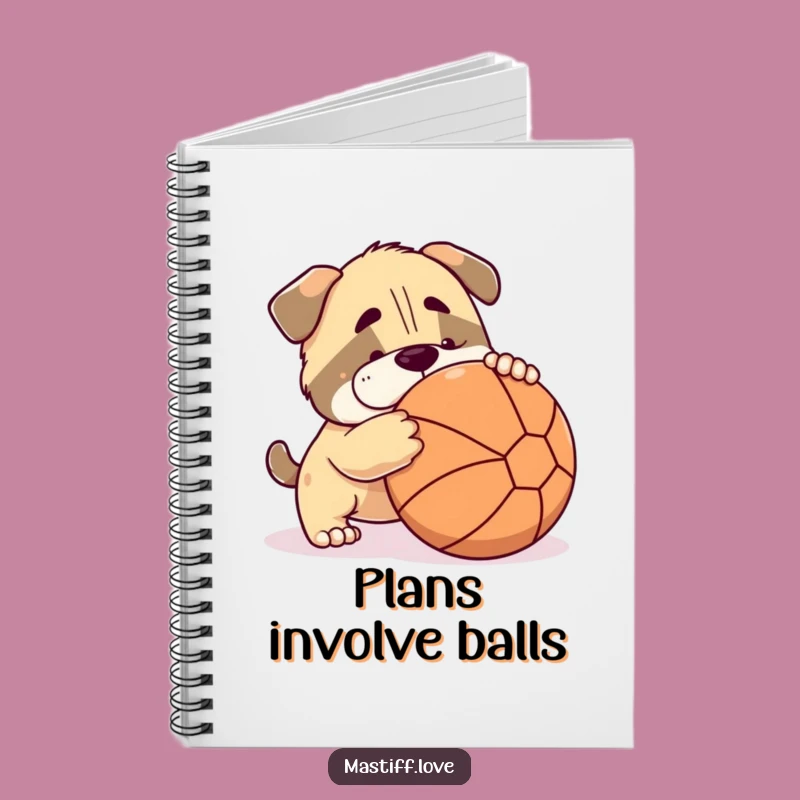 Funny Mastiff Notebook: Playful Dog Nudging Ball Journal, Gift for Note-Takers