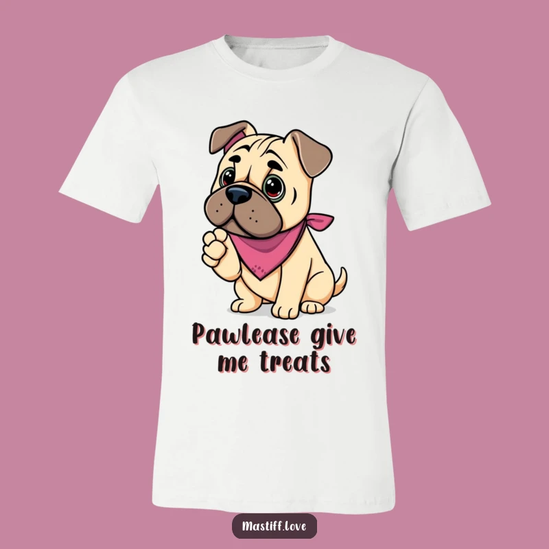 Funny Kawaii Mastiff Paw T-Shirt: Bandana Pup Pal, Hilarious Dog Tee