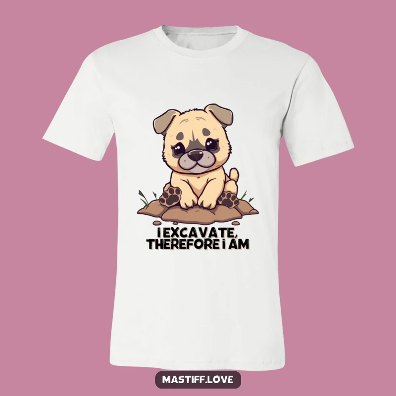 Funny Mastiff Digging T-Shirt - Playful Puppy Paw Prints Tee for Dog Enthusiasts