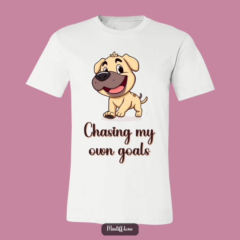 Funny Mastiff Goofy T-Shirt - Stubby Tail Chase - Silly Dog Gift