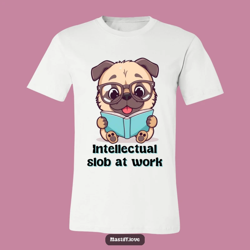 Funny Mastiff Spectacle Tee: Delightful Reading Dog T-Shirt Gift