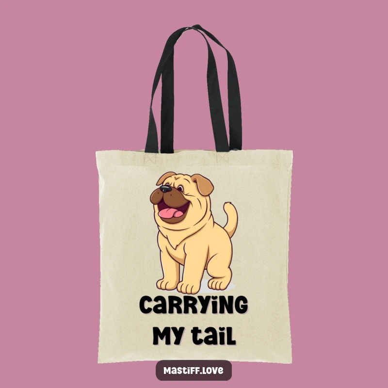 Funny Mastiff Puppy Wagging Tail Tote Bag - Giant Dog Joyful Reusable Bag Gift