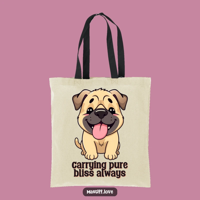 Funny Happy Mastiff Tote Bag: Joyful Tongue Lolling Dog Accessory Gift