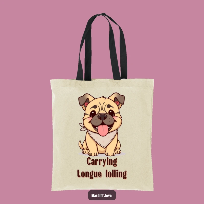 Funny Kawaii Mastiff Bandana Tote Bag: Tongue Lolling, Stylish Accessory
