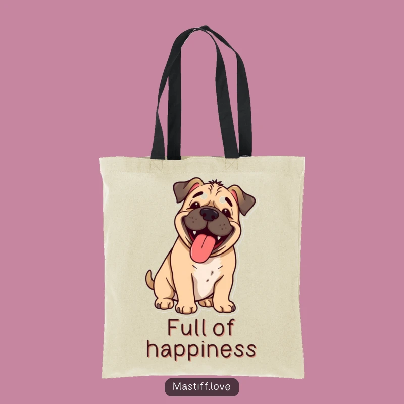 Funny Happy Mastiff Tote Bag: Carry Your Joy with this Dog Design