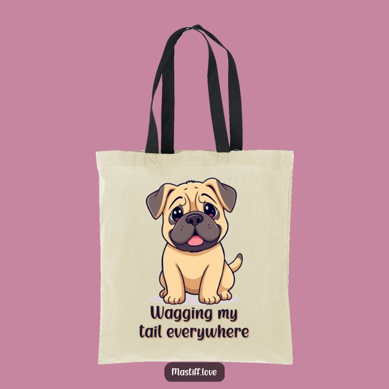 Funny Kawaii Mastiff Tote Bag: Wagging Tail Art, Perfect Accessory Gift