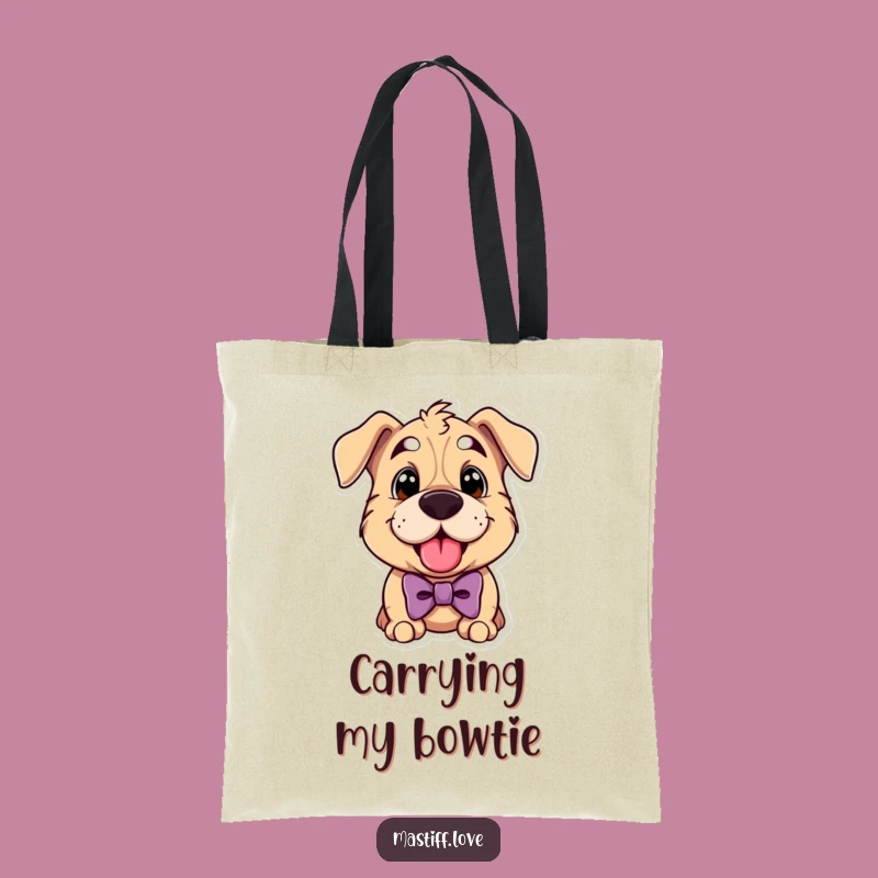 Funny Mastiff Bowtie Tote Bag: Dapper Dog Panting Bag, Stylish Accessory Gift