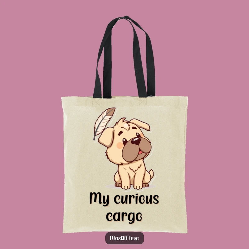 Funny Mastiff Feather Tote Bag: Carry Your Curiosity, Featuring a Pensive Pup - A Stylish Funny Gift!