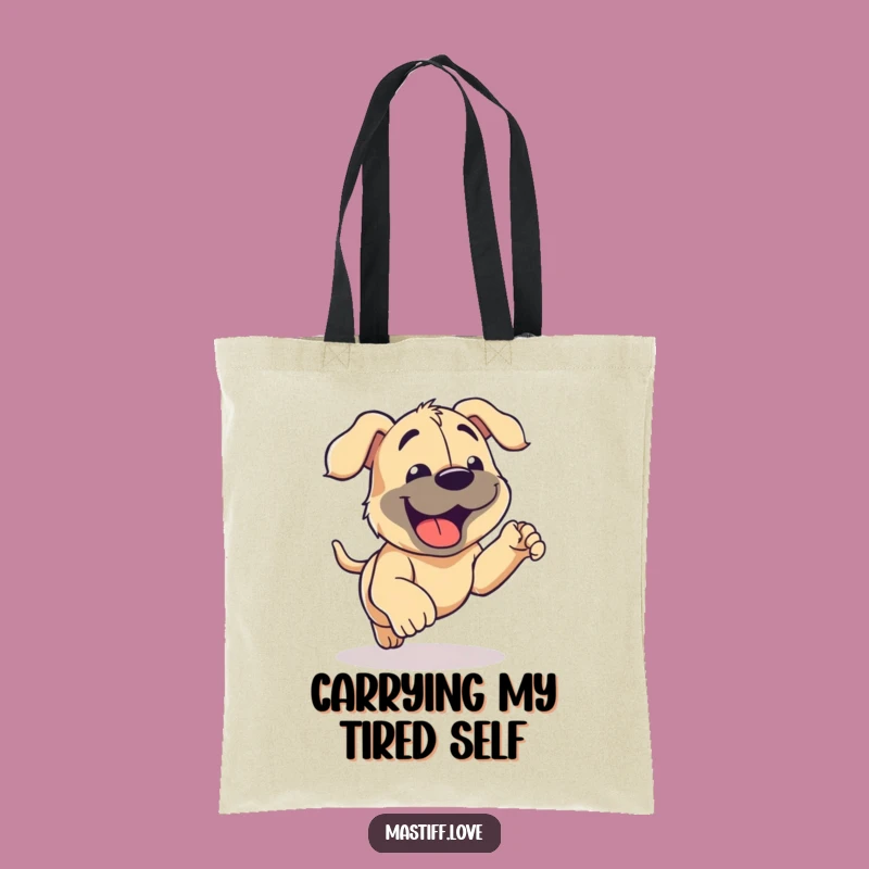 Funny Mastiff Running Tote Bag - Carry Your Joy with Happy Dog Art