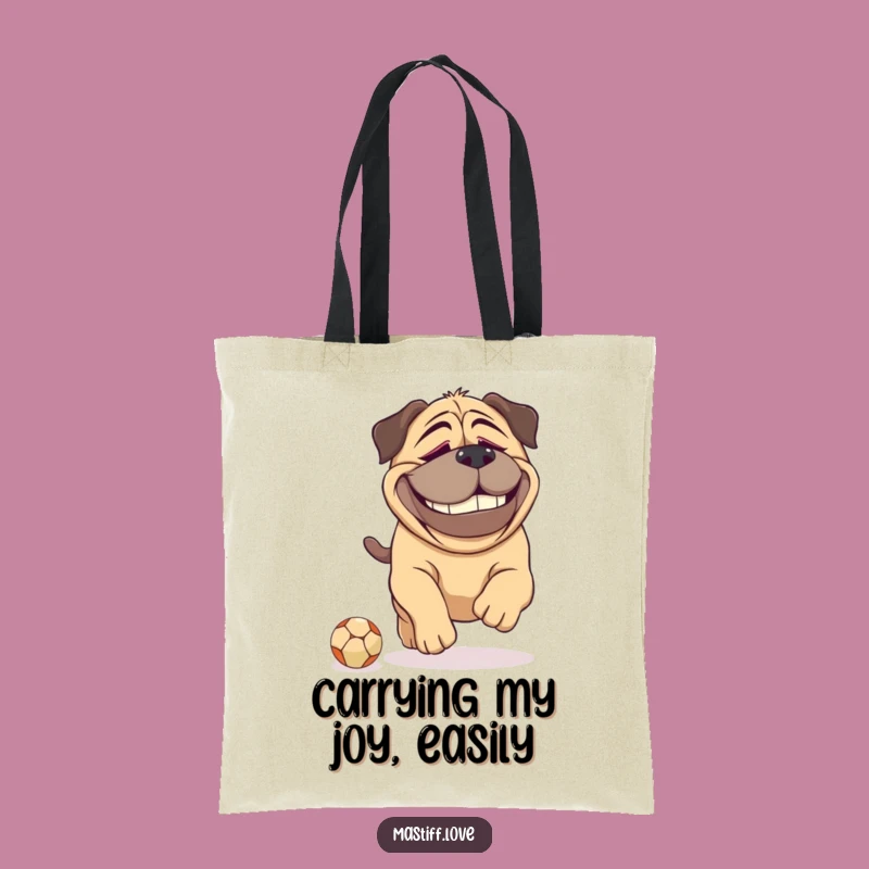 Funny Mastiff's Tiny Ball Tote Bag - Dopey Grin Dog Lover Carry-all Funny Gift