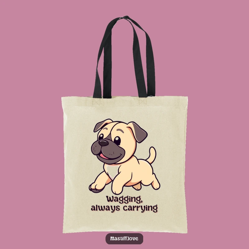 Funny Mastiff Tote Bag: Carry Puppy Love with Wagging Tail Art, Gift