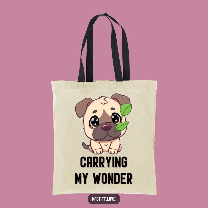 Funny Mastiff Tote Bag: Cute Wide-Eyed Leaf Watcher Carryall
