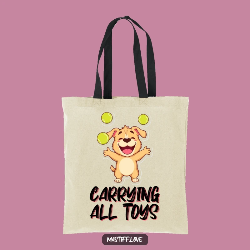 Funny Mastiff Tote Bag: Juggling Tennis Ball Pup Carryall