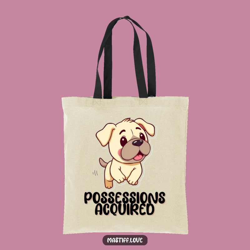 Funny Mastiff Tote Bag: Kawaii Droopy Pup Chase Carryall