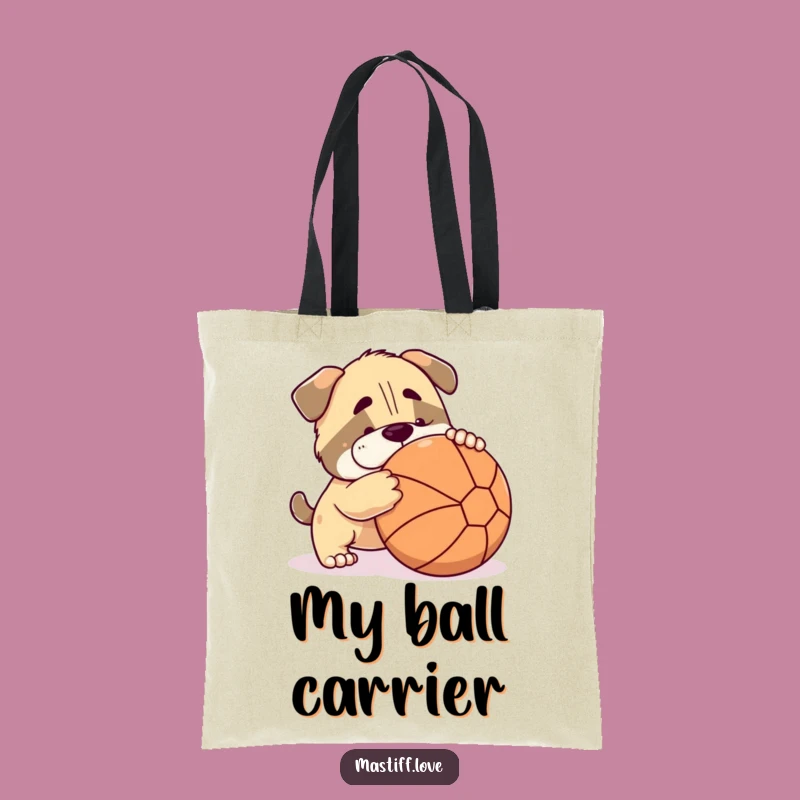 Funny Mastiff Tote Bag: Playful Dog Nudging Ball Bag, Perfect Gift for Pups