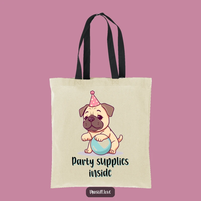 Funny Kawaii Mastiff Tote Bag: Party Pup Art, Perfect Accessory Gift